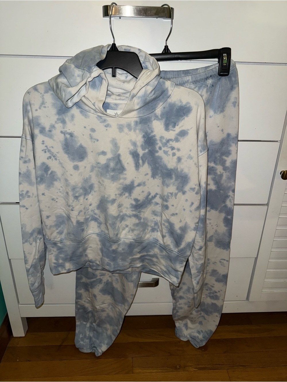 aerie Blue and White Tie-Dye Hoodie Set